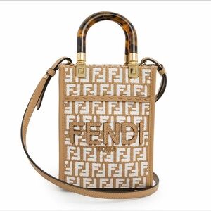 Fendi Brown and White Mini Sunshine Tote